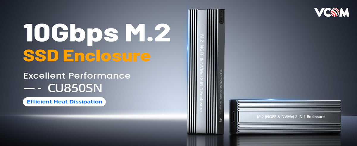 VCOM M.2 PCIe NVMe SSD Enclosure (10Gbps)