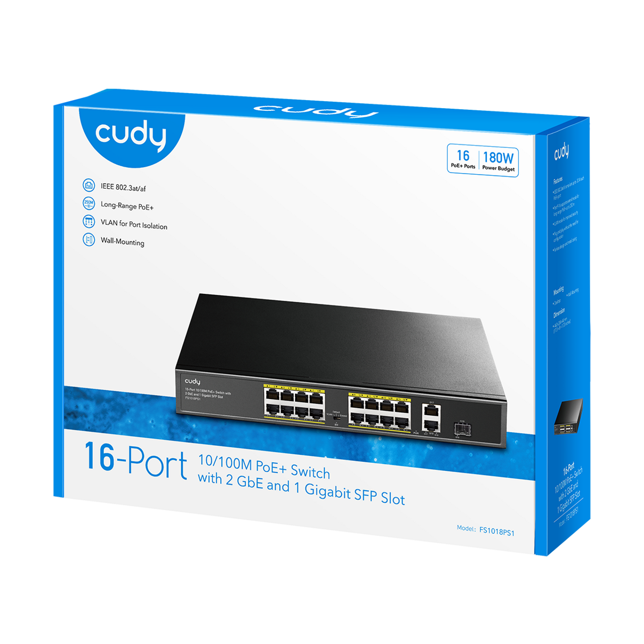 Cudy FS1018PS1 16-Port Fast Ethernet PoE+ Switch with SFP