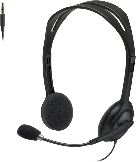 Logitech H111 Stereo Headset – 3.5mm Wired Headphones with Boom Mic for Calls and E-Learning - Globaltech.tc