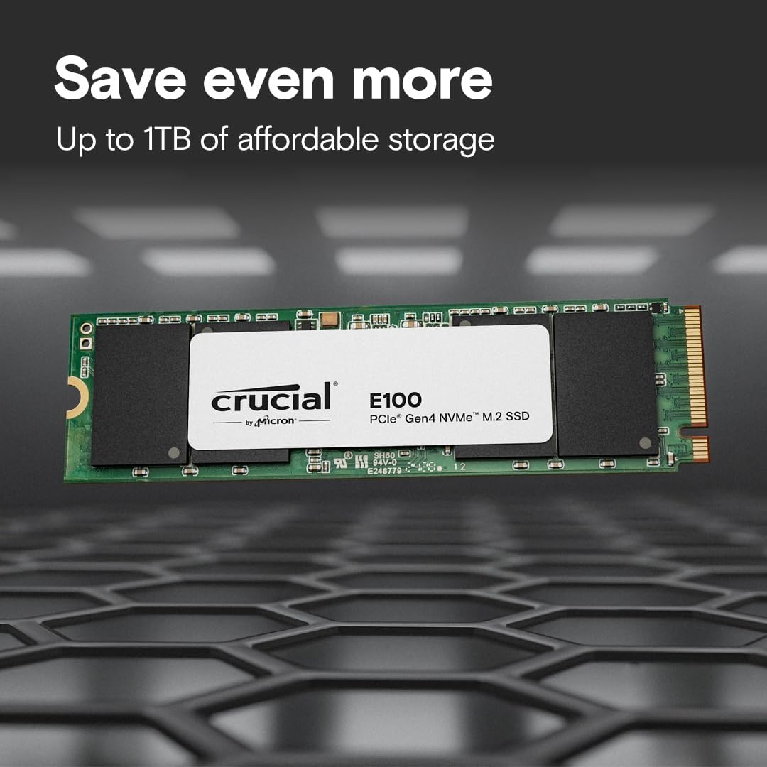 Crucial E100 512GB NVMe SSD – PCIe Gen4, M.2 Internal Drive - Globaltech.tc