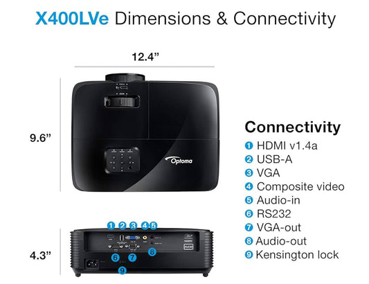 Optoma X400LVE Bright Professional Projector – XGA Resolution, 4000 Lumens, High Contrast - Globaltech.tc