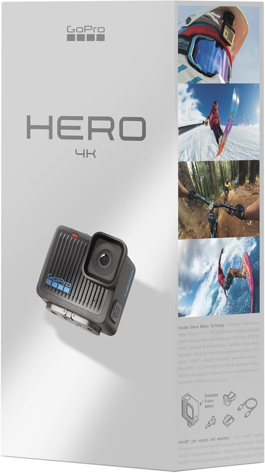GoPro Hero - Compact Waterproof Action Camera with 4K Ultra HD Video, 12MP Photo, Touch Screen - Globaltech.tc
