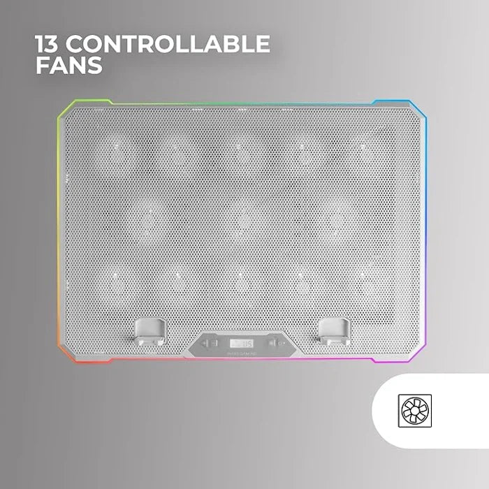 Mars Gaming MNBC13 ARGB Notebook Cooler & Stand – 13 Fans, LCD Screen, Up to 17"