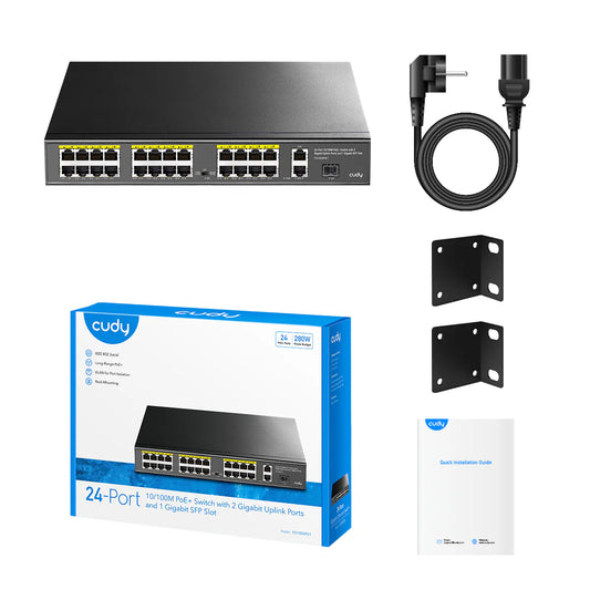 Cudy FS1026PS1 24-Port Fast Ethernet PoE+ Switch with SFP