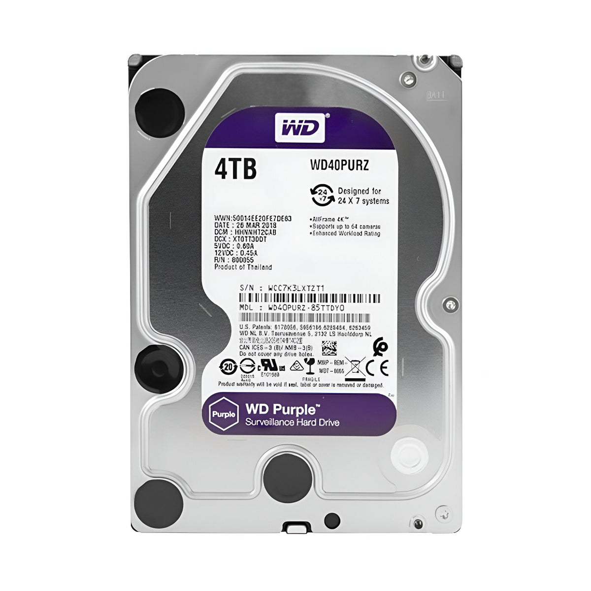 WD Purple 4TB Surveillance Hard Drive (WD44PURZ)