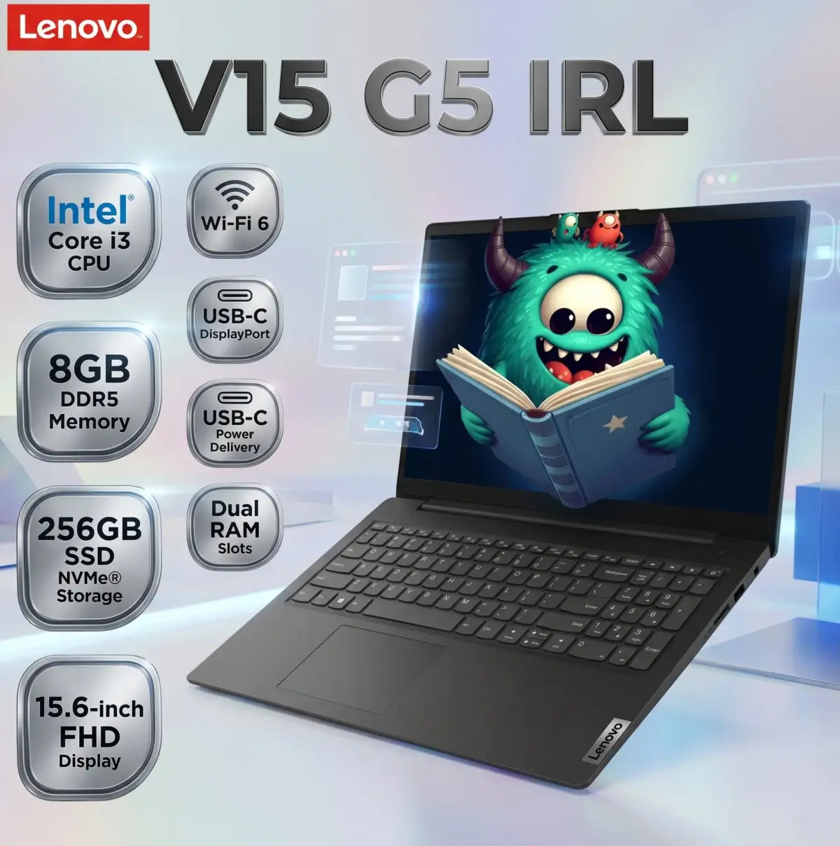 Lenovo V15 G5 IRL 83GW0071ED Laptop – Intel Core i3-1315U, 8GB RAM, 256GB SSD, 15.6" FHD