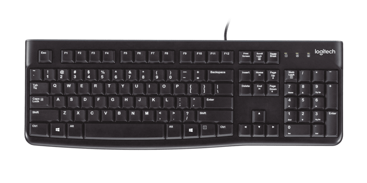 Logitech K120 Wired Keyboard – Black, Full-Size, Durable, Quiet Typing, EN/AR Layout - Globaltech.tc