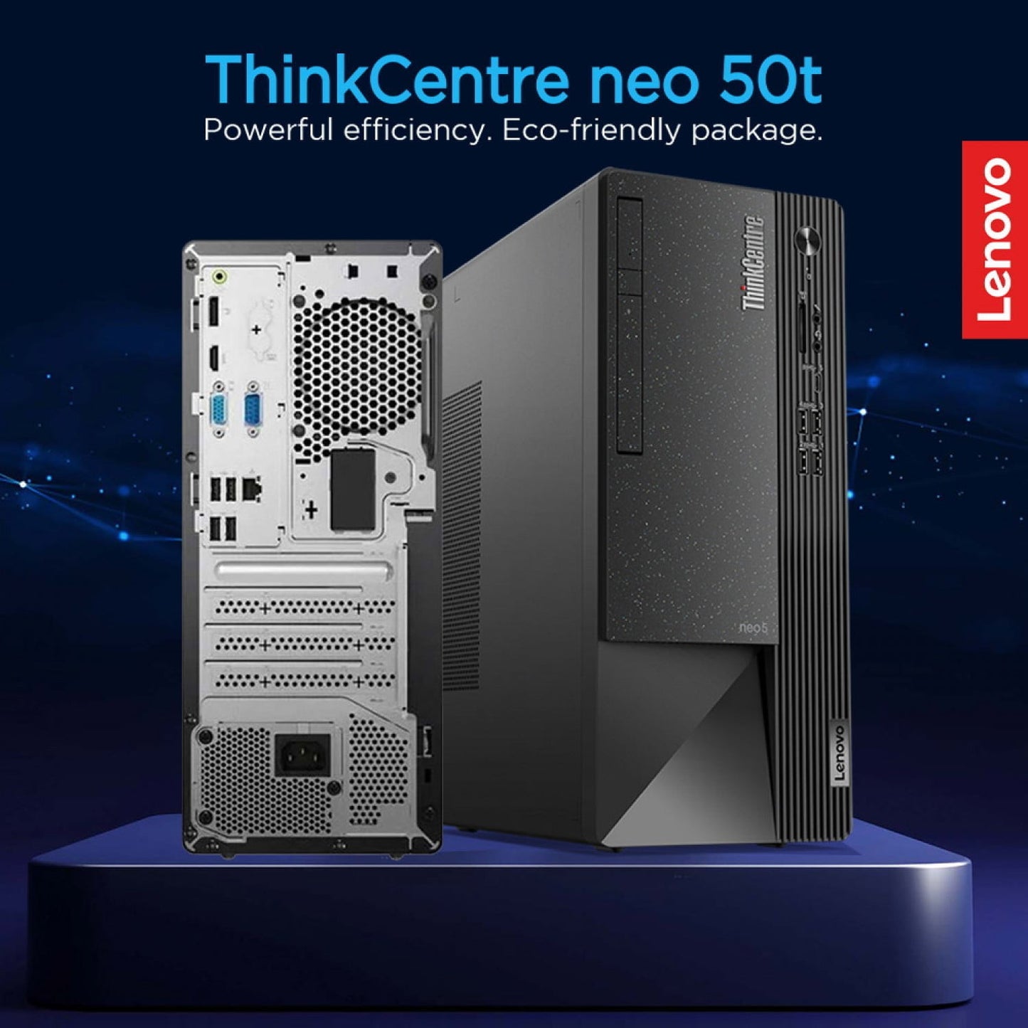 Lenovo ThinkCentre Neo 50t Gen 5 12UD00C2GP Desktop PC – Intel Core i3-14100, 8GB RAM, 512GB NVMe, Intel UHD Graphics 730, DOS, Wired Keyboard and Mouse