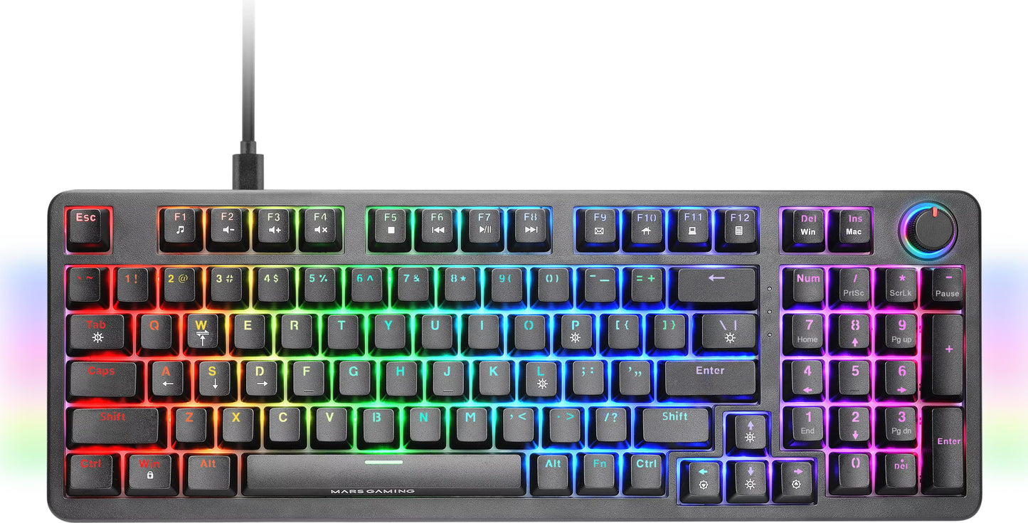 Mars Gaming MKPROYUS Mechanical Gaming Keyboard – RGB LED, Wired USB