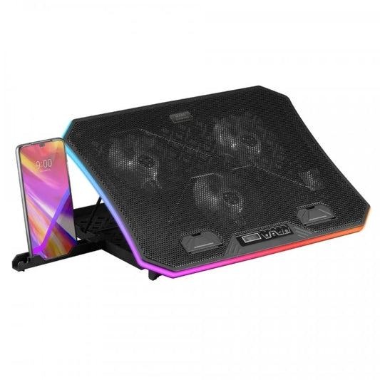 Mars Gaming MNBC6 ARGB Notebook Cooler & Stand – 3 Fans, 19", Phone Holder