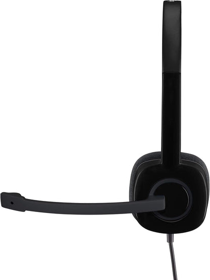 Logitech H151 Stereo Headset – 3.5mm Wired Headset with Rotating Boom Mic and In-Line Controls - Globaltech.tc