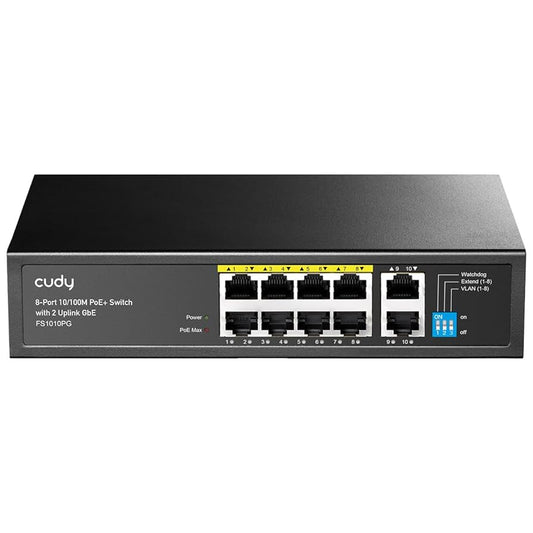 Cudy FS1010PG 10-Port Fast Ethernet PoE+ Switch with Gigabit Uplinks