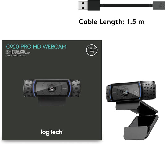 Logitech C920 HD Pro Webcam – Full HD 1080p, Stereo Microphones, Autofocus, Crystal-Clear Video - Globaltech.tc