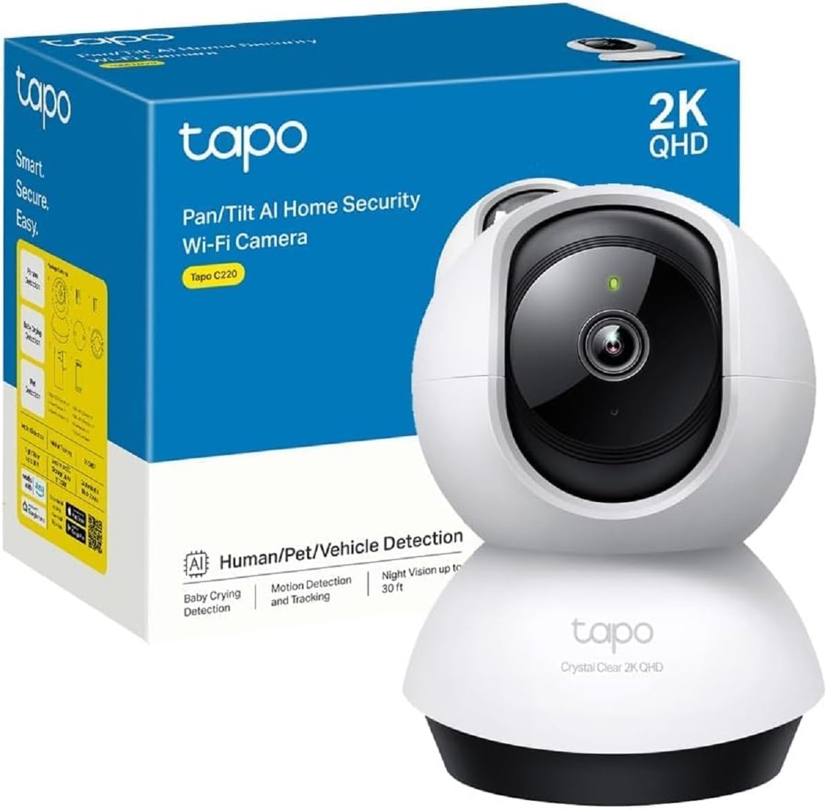 TP-Link Tapo C220 – Smart Indoor Security Camera 2K 3MP with Night Vision Motion Detection Privacy Mode Two-Way Audio Works with Alexa - Globaltech.tc