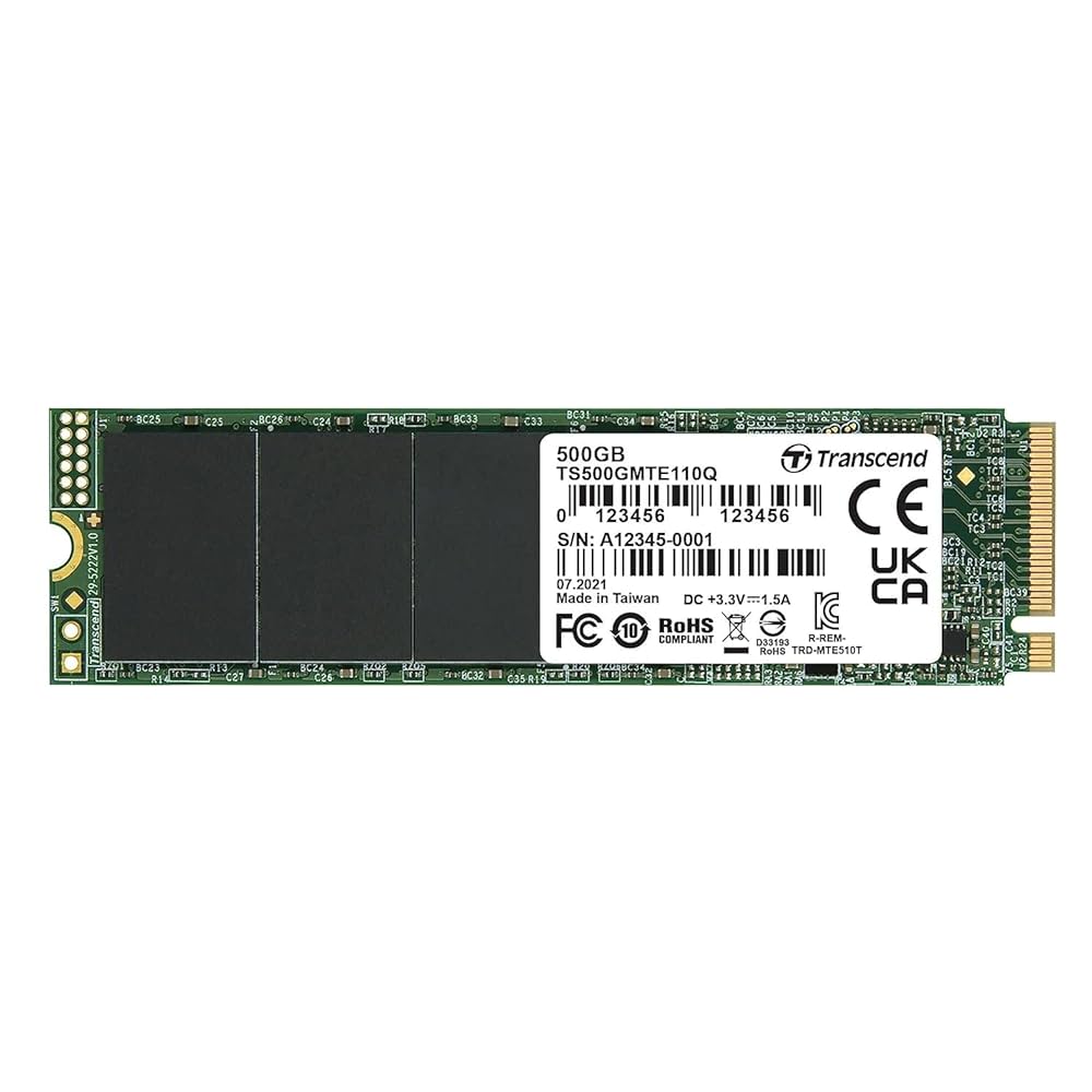 Transcend MTE110Q M.2 NVMe SSD – 500GB, PCIe Gen3 x4, Internal SSD - Globaltech.tc