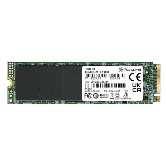 Transcend MTE110Q M.2 NVMe SSD – 500GB, PCIe Gen3 x4, Internal SSD - Globaltech.tc