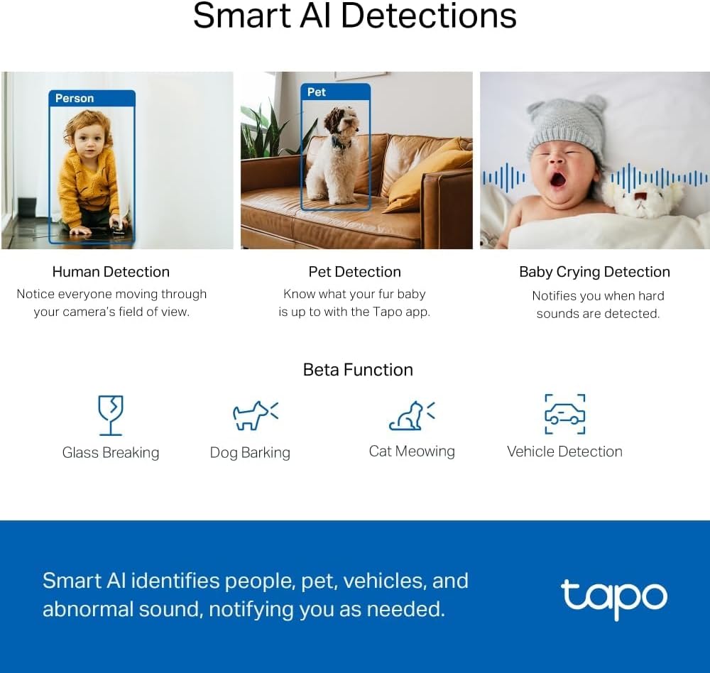 TP-Link Tapo C220 – Smart Indoor Security Camera 2K 3MP with Night Vision Motion Detection Privacy Mode Two-Way Audio Works with Alexa - Globaltech.tc