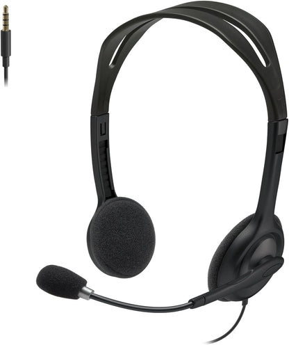 Logitech H111 Stereo Headset – 3.5mm Wired Headphones with Boom Mic for Calls and E-Learning - Globaltech.tc