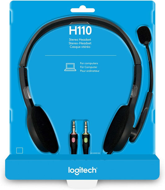 Logitech H110 Wired Headset – Stereo Audio with Noise-Canceling Microphone - Globaltech.tc