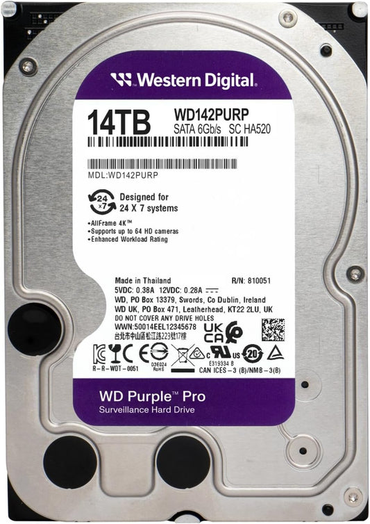 WD Purple Surveillance Hard Drive – 14TB, 3.5" SATA, 7200RPM - Globaltech.tc