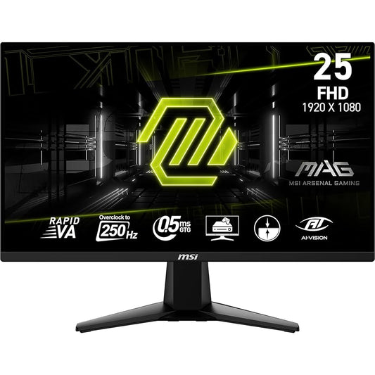 MSI MAG 255XFV 25" Gaming Monitor, 250Hz, 0.5ms, IPS, FHD 1080p, Adaptive Sync – HDMI & USB Hub - Globaltech.tc