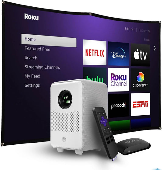 HP CC200 Citizen Cinema Bundle – Full HD Projector + Roku Express + 84" Screen - Globaltech.tc