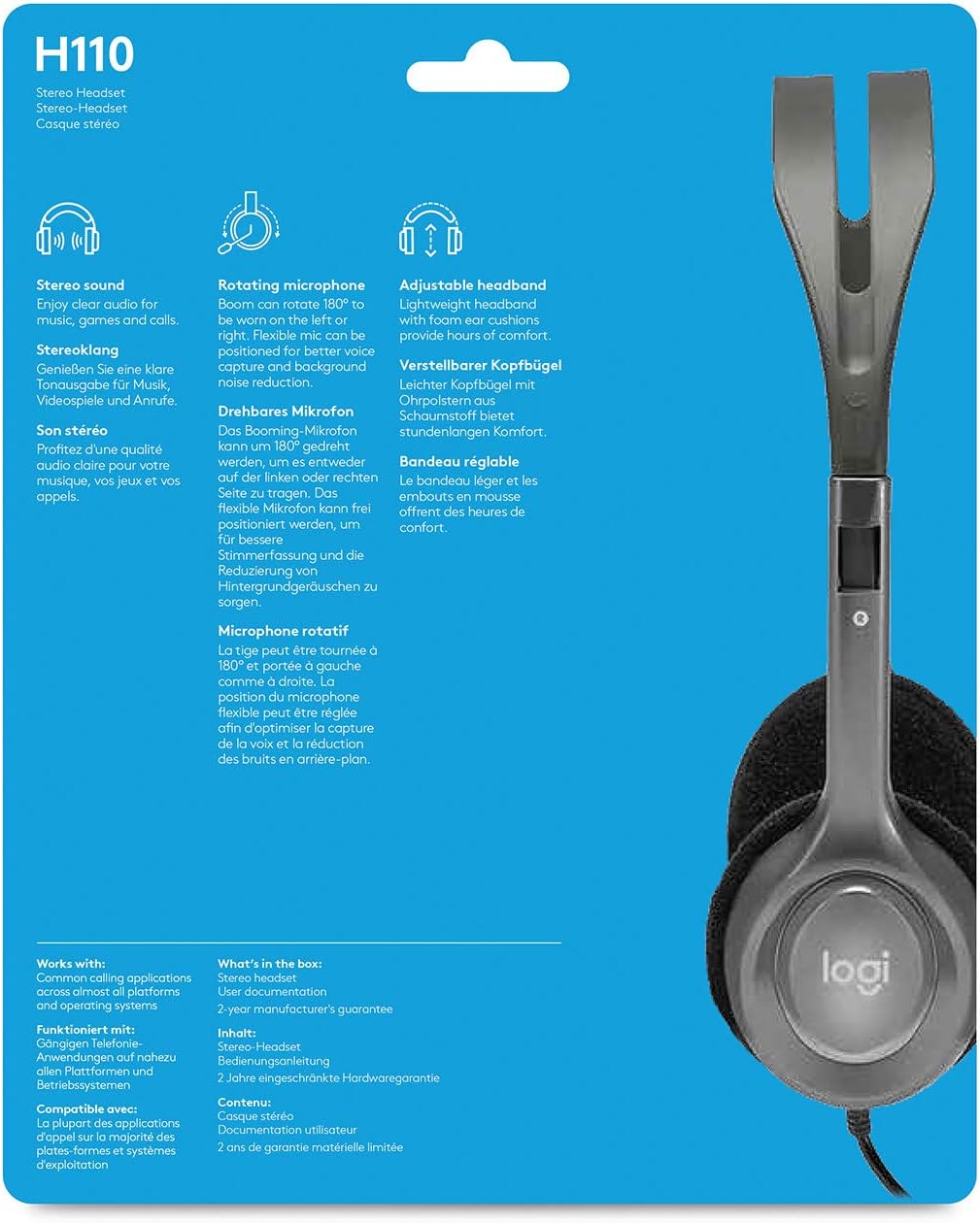 Logitech H110 Wired Headset – Stereo Audio with Noise-Canceling Microphone - Globaltech.tc