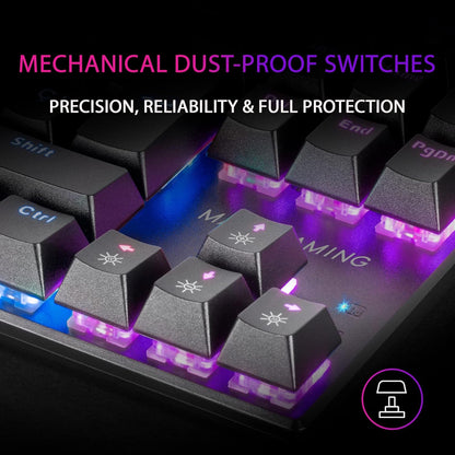 Mars Gaming MK80 Mechanical Gaming Keyboard – TKL, Brown Switch, FRGB