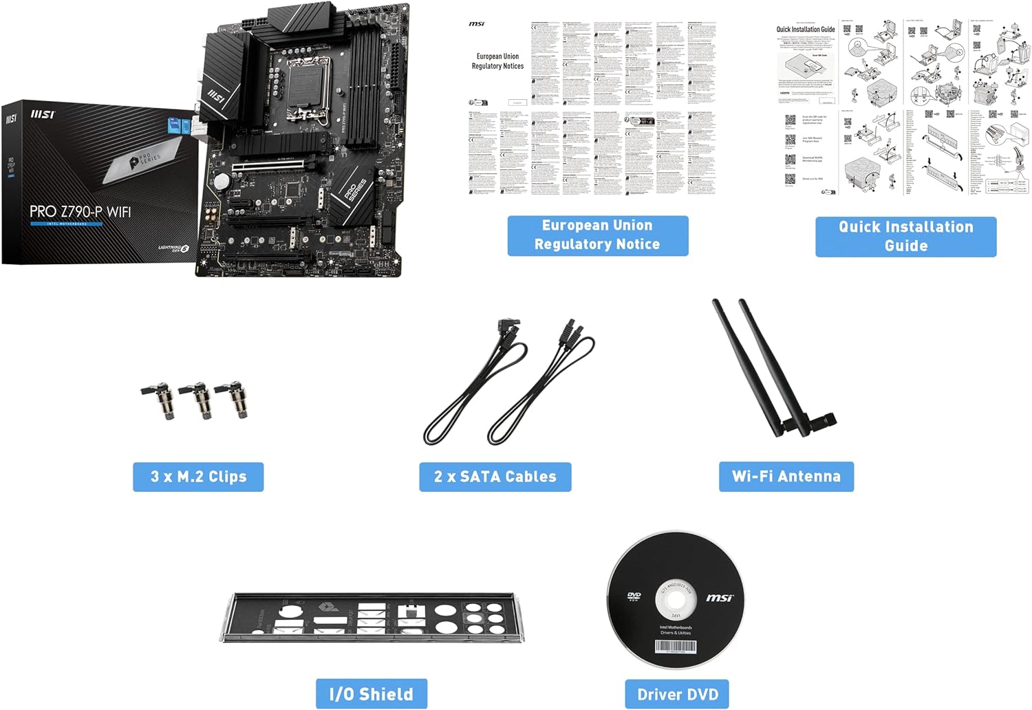 MSI PRO Z790-P WIFI DDR5 Motherboard – LGA 1700, DDR5, PCIe 5.0, Dual M.2, USB 3.2, Wi-Fi 6E, ATX - Globaltech.tc