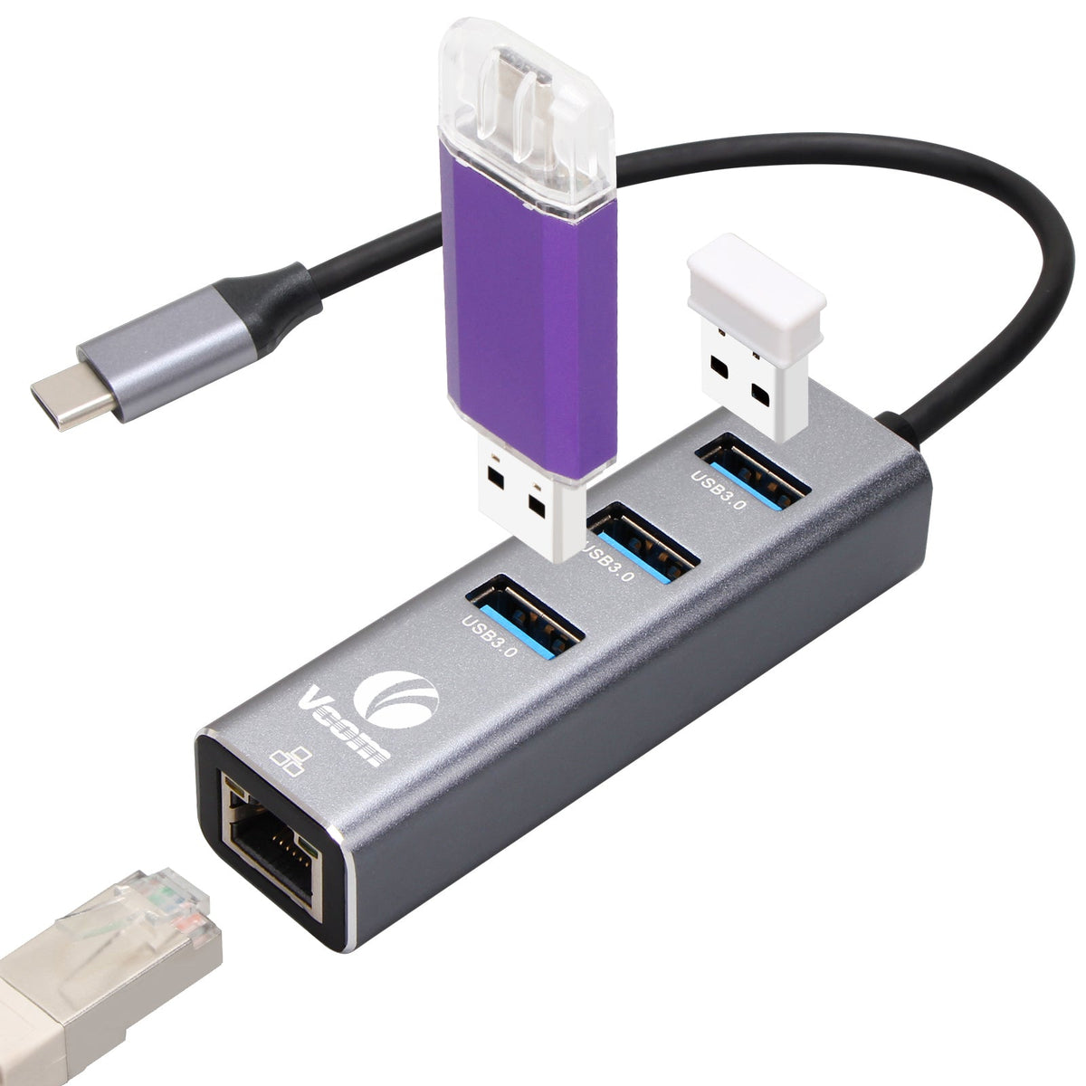 VCOM USB-C 4-in-1 Hub with Ethernet (DH311B)