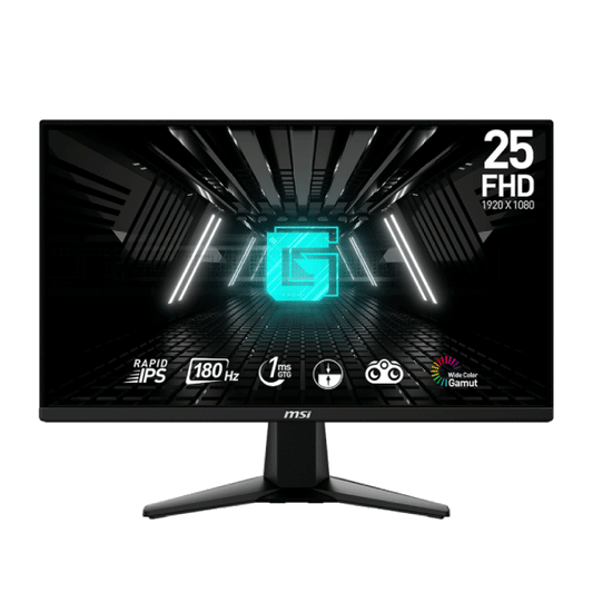 MSI G255F 25" Gaming Monitor, 180Hz, 1ms, IPS, FHD 1080p – Frameless Design, HDR, FreeSync - Globaltech.tc