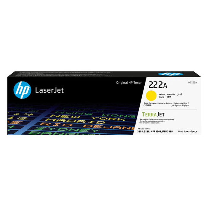 HP 222A Yellow Original LaserJet Toner Cartridge (W2222A)