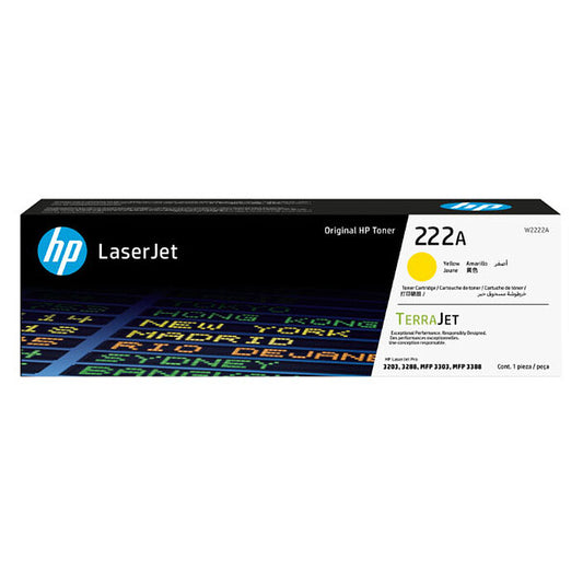 HP 222A Yellow Original LaserJet Toner Cartridge (W2222A)