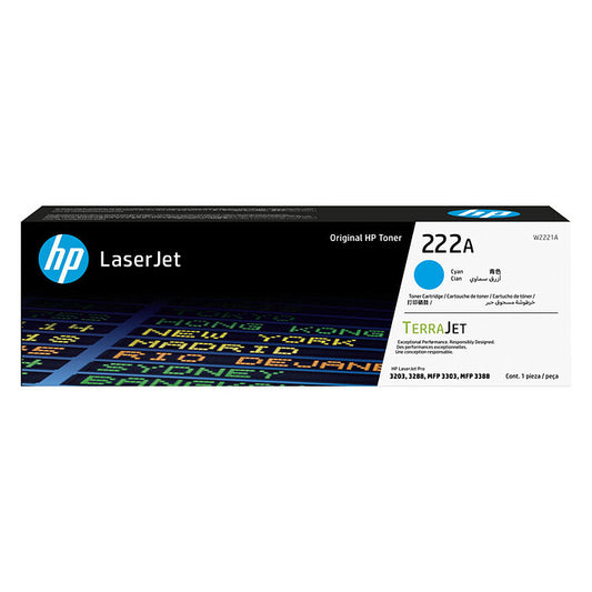 HP 222A Cyan Original LaserJet Toner Cartridge (W2221A)