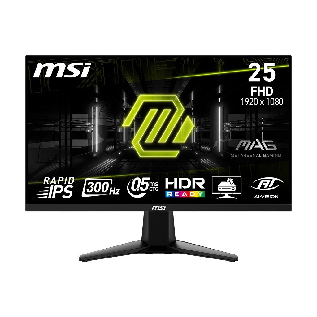 MSI MAG 255XF 25" Gaming Monitor, 300Hz, 0.5ms, Rapid IPS, FHD 1080p – DisplayPort, HDMI, HDR Support - Globaltech.tc
