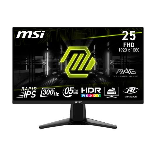 MSI MAG 255XF 25" Gaming Monitor, 300Hz, 0.5ms, Rapid IPS, FHD 1080p – DisplayPort, HDMI, HDR Support - Globaltech.tc