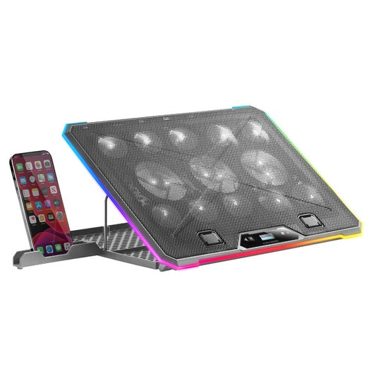 Mars Gaming MNBC13 ARGB Notebook Cooler & Stand – 13 Fans, LCD Screen, Up to 17"