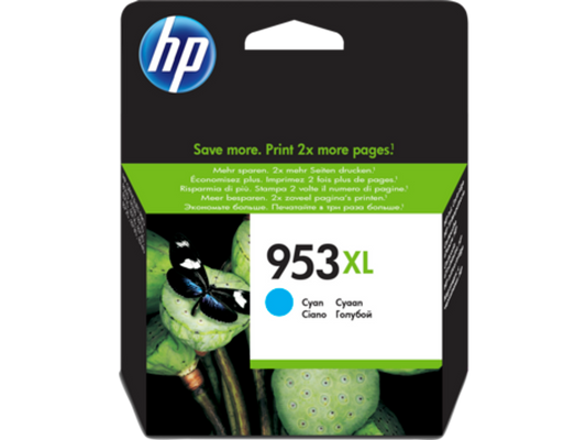 HP 953XL High Yield Cyan Original Ink Cartridge (F6U16AE) - Globaltech.tc