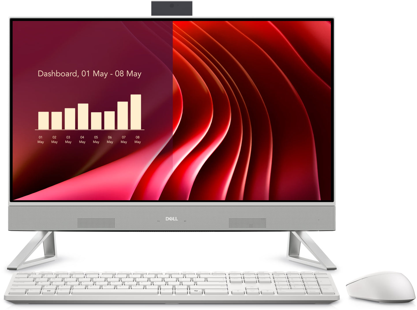 Dell AIO 24 DEC24250-7482WHT-PUS All-in-One PC – Intel Core 7 150U, 16GB RAM, 512GB NVMe, 23.8" FHD Touchscreen, Windows 11, White