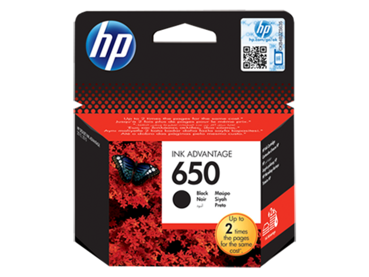 HP 650 Black Original Ink Advantage Cartridge (CZ101AE) - Globaltech.tc