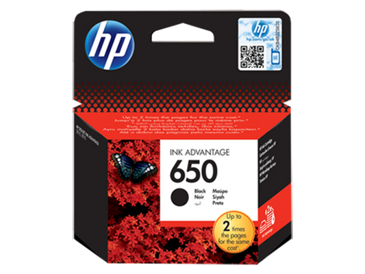 HP 650 Black Original Ink Advantage Cartridge (CZ101AE) - Globaltech.tc