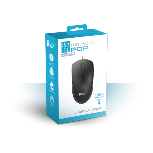 Mouschi Pop Wired Mouse – Colorful, Ergonomic, Plug & Play USB Mouse - Globaltech.tc